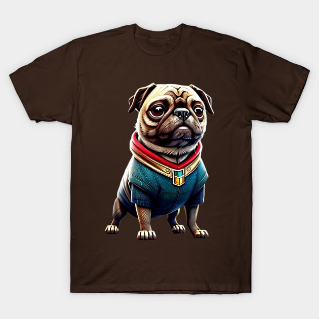 Pug in Mystic Wizard Costume - Cute Pug Dressed as a Sorcerer T-Shirt by fur-niche